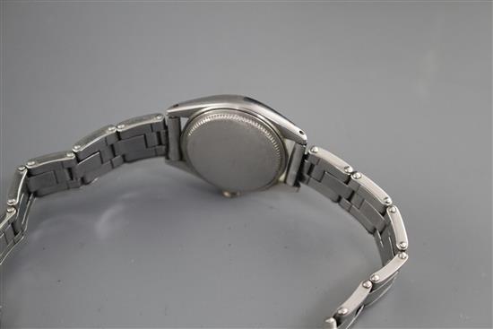 A ladys early 1960s? stainless steel Rolex Oyster Precision manual wind wrist watch (a.f.), on stainless steel Rolex bracelet,